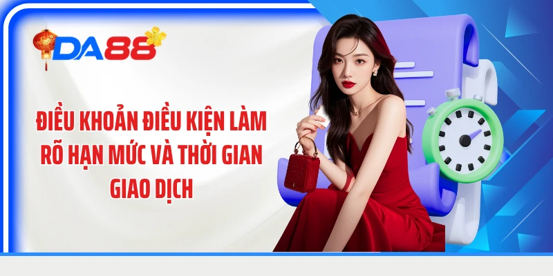 Điều khoản điều kiện làm rõ hạn mức và thời gian giao dịch